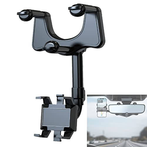 360° Rotatable and Retractable Car Phone Holder Car Rearview Mirror Bracket, Multifunctional Adjustable Universal Phone Holder, Universal Phone GPS Holder Phone Mount Holder for All Smartphones and Car - 1