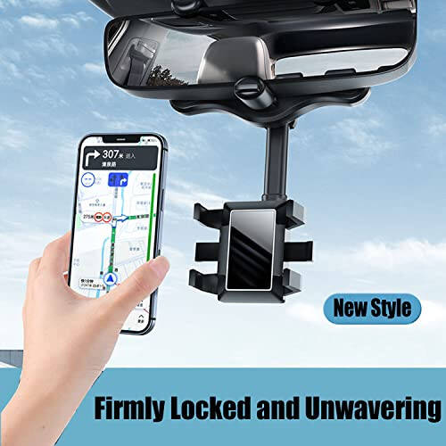 360° Rotatable and Retractable Car Phone Holder Car Rearview Mirror Bracket, Multifunctional Adjustable Universal Phone Holder, Universal Phone GPS Holder Phone Mount Holder for All Smartphones and Car - 3