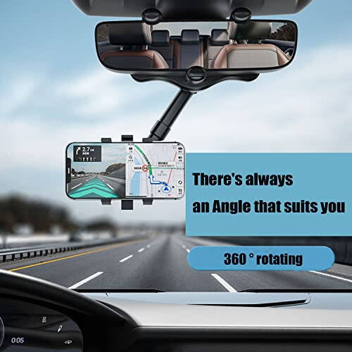 360° Rotatable and Retractable Car Phone Holder Car Rearview Mirror Bracket, Multifunctional Adjustable Universal Phone Holder, Universal Phone GPS Holder Phone Mount Holder for All Smartphones and Car - 4