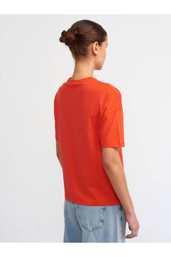 3683 Bicycle Neck Basic T-shirt - Red - 2