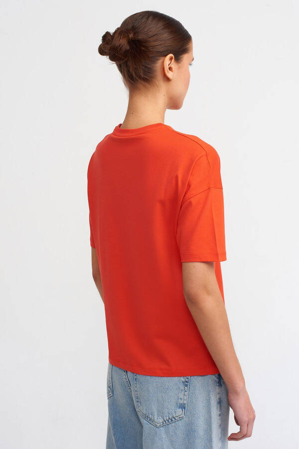 3683 Bisiklet Yaka Basic T-shirt - Kırmızı - 6