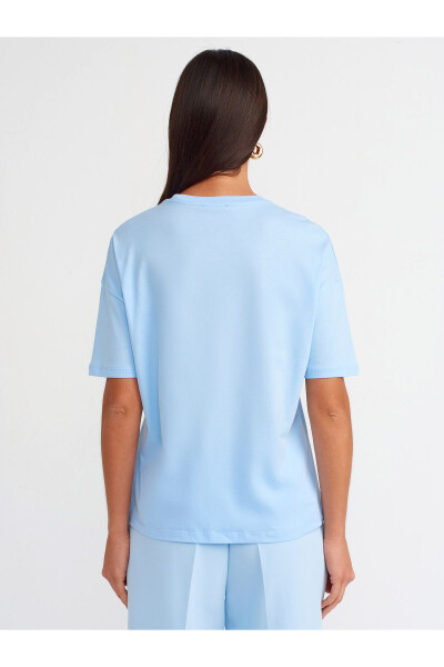 3683 Crew Neck Basic T-shirt - Light Blue - 14