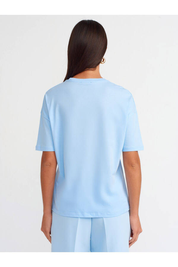 3683 Crew Neck Basic T-shirt - Light Blue - 2