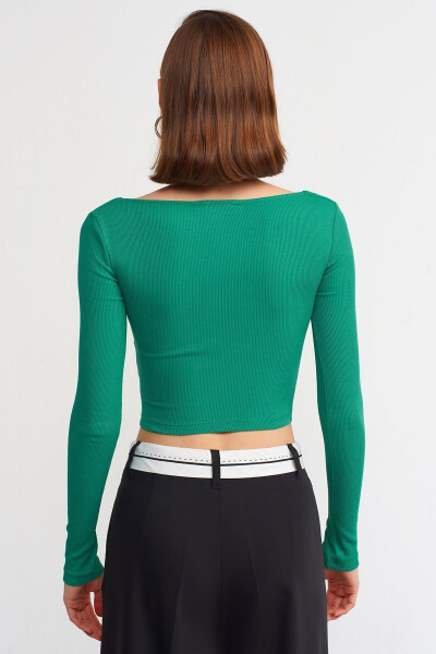 3700 Fleece Long Sleeve Top - Dark Green - 6