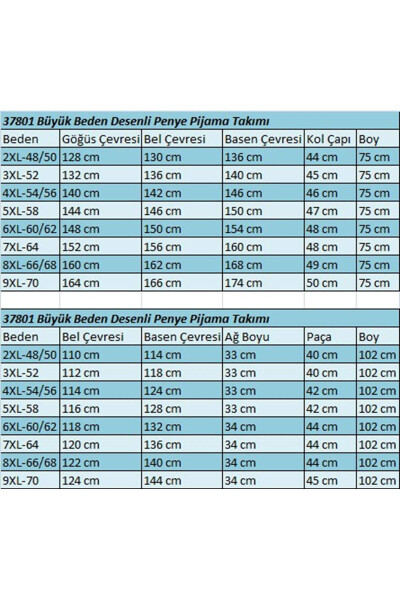 37801 Büyük Beden Desenli Penye Pijama Takımı - Siyah - 2