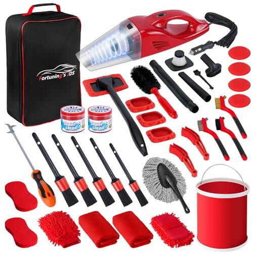 37PCS Car Detailing Kit Interior Cleaner, Auto Detailing Kit, Car Vacuum Car Interior Detailing Kit, Car Wash Kit with Bucket Detailing Brush Set Car Accessories for Motorcycle, Cars, Bikes, Wheels - 1