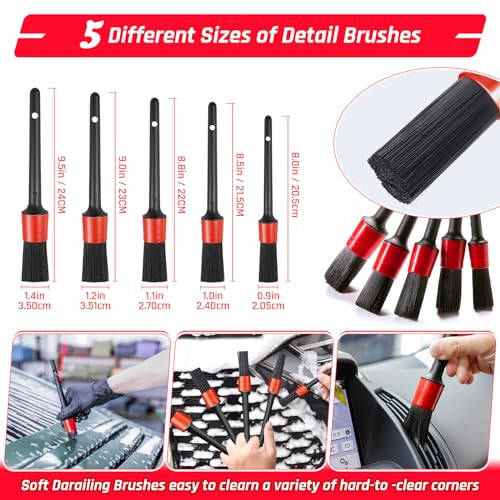 37PCS Car Detailing Kit Interior Cleaner, Auto Detailing Kit, Car Vacuum Car Interior Detailing Kit, Car Wash Kit with Bucket Detailing Brush Set Car Accessories for Motorcycle, Cars, Bikes, Wheels - 3