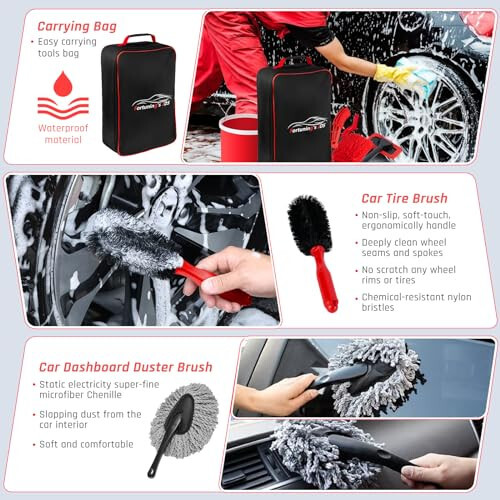 37PCS Car Detailing Kit Interior Cleaner, Auto Detailing Kit, Car Vacuum Car Interior Detailing Kit, Car Wash Kit with Bucket Detailing Brush Set Car Accessories for Motorcycle, Cars, Bikes, Wheels - 5