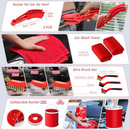 37PCS Car Detailing Kit Interior Cleaner, Auto Detailing Kit, Car Vacuum Car Interior Detailing Kit, Car Wash Kit with Bucket Detailing Brush Set Car Accessories for Motorcycle, Cars, Bikes, Wheels - 6