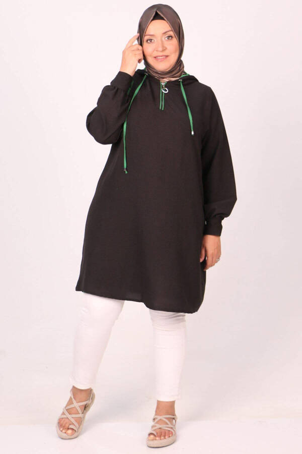 38109 Plus Size Hooded Miracle Tunic - Black - 1