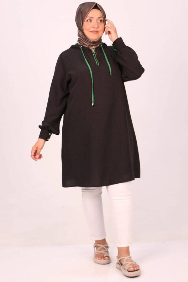 38109 Plus Size Hooded Miracle Tunic - Black - 2