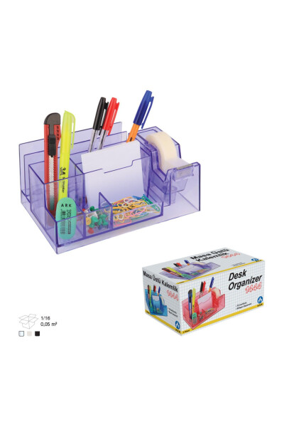 3a Ark 1444 Transparent Pencil Holder Tape Cutter Desk Set - 2