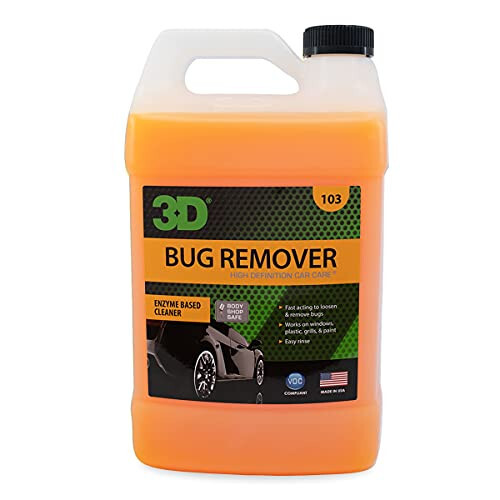 3D Bug Remover - All Purpose Exterior Cleaner & Degreaser to Wipe Away Bugs on Plastic, Rubber, Metal, Chrome, Aluminum, Windows & Mirrors, Suitable for use on Car Paint, Wax & Clear Coat (Gallon) - 1