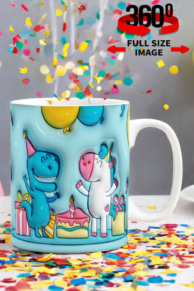 3D Embossed Pattern Motto & Mood Birthday & Birthday Personalized Gift Porcelain Mug - 1