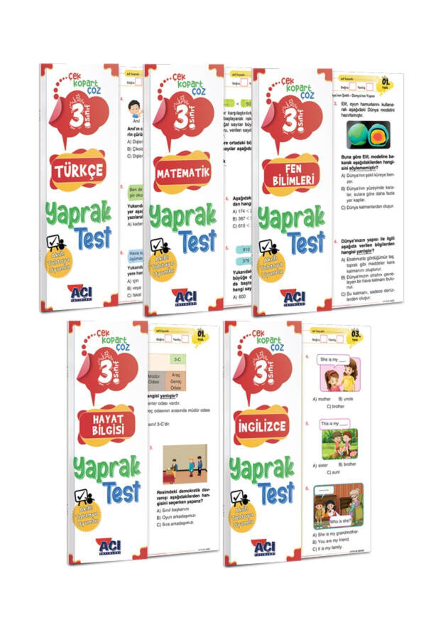 3rd Grade Math Turkish Science Life Science English Leaf Test Set 5 Tests - 7