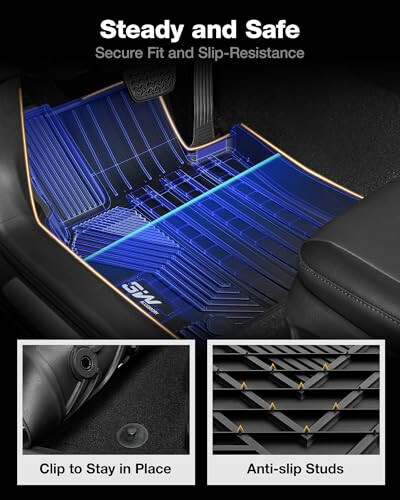 3W Floor Mats & Cargo Liner Fit Toyota Camry 2018-2024 FWD (Not for Hybrid or AWD), TPE All Weather Custom Fit Floor Liner, 1st and 2nd Row and Trunk Mat, Black - 4