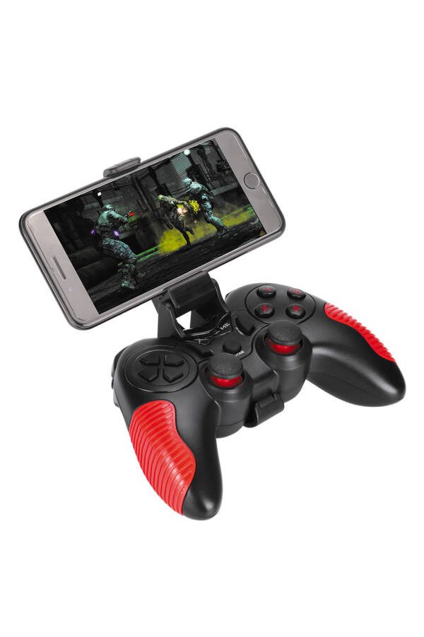 4-8 Telefonlar için Kablosuz Oyun Kolu Telefon Tutucu Aparatı Gamepad Standlı (2 Kablosuz + 350 mAh Pil) - 4