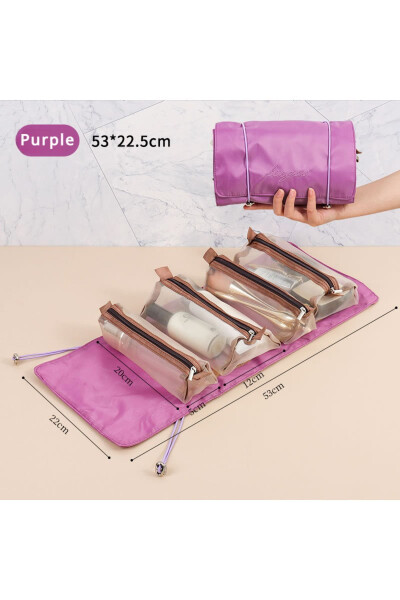 4-in-1 Divided Foldable Makeup Bag Women Multifunctional Storage Bag - 3