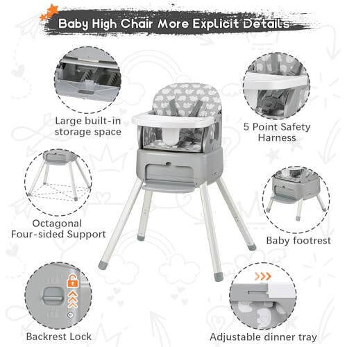 4-in-1 Portable Baby High Chair - 32