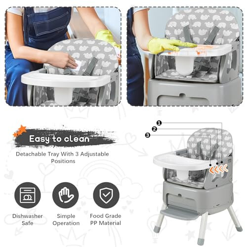 4-in-1 Portable Baby High Chair - 34