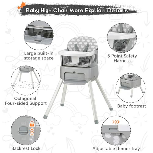 4-in-1 Portable Baby High Chair - 8