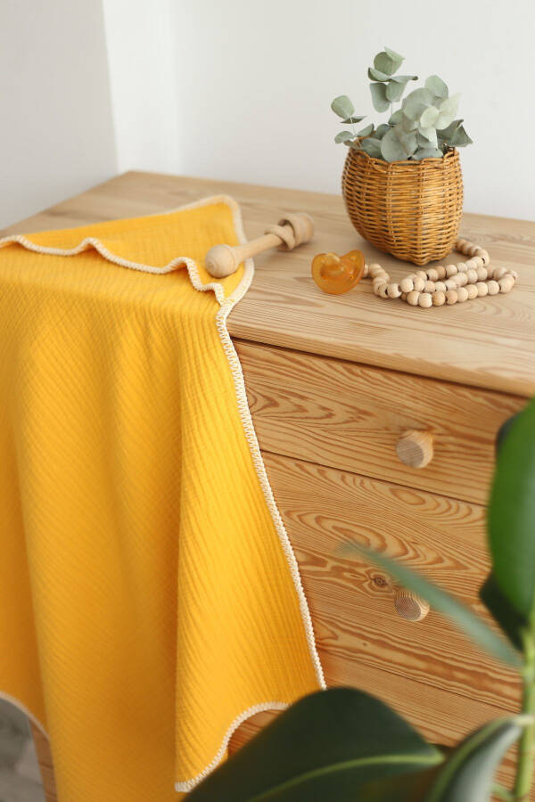 4 Layer Muslin Swaddle - 100% Cotton - Mustard - 1