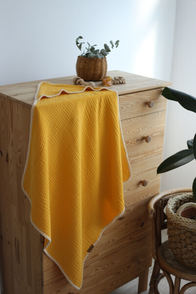 4 Layer Muslin Swaddle - 100% Cotton - Mustard - 2