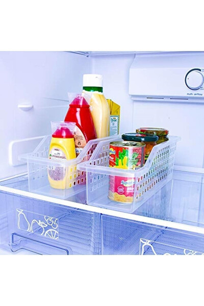 4 Pack Clear Decobella Refrigerator Organizer Vegetable Fruit Basket Kitchen Bathroom Counter Under Above - 1