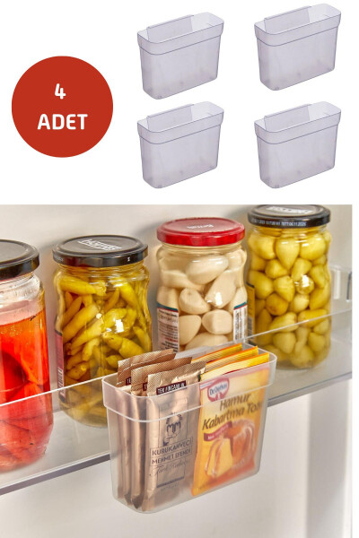 4 Pack Hanging Refrigerator Door Shelf Organizer, Multi-Purpose Mini Box Set with Hanging Lid - 1