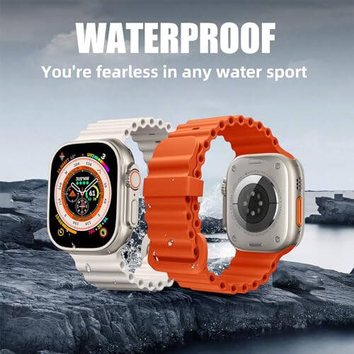 4 Pack Ocean Bands Compatible with Apple Watch Ultra Band 49mm 45mm 44mm 42mm Men Women, Soft Silicone Straps Sport Rugged Smartwatch Replacement for IWatch Ultra Ultra 2 Series 9 8 7 6 5 4 3 2 1 SE - 4