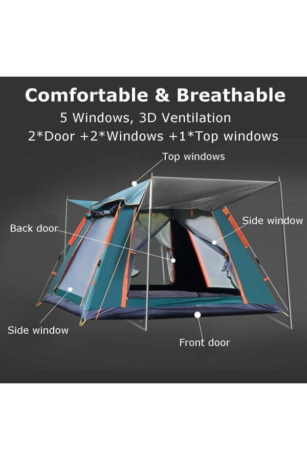 4 Person Automatic Awning Camping Tent Portable Anti-uv Waterproof Outdoor Beach Picnic Tent - 4