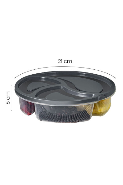 4 Piece 3 Compartment Round Storage Container 1.2 Litre Anthracite - 8