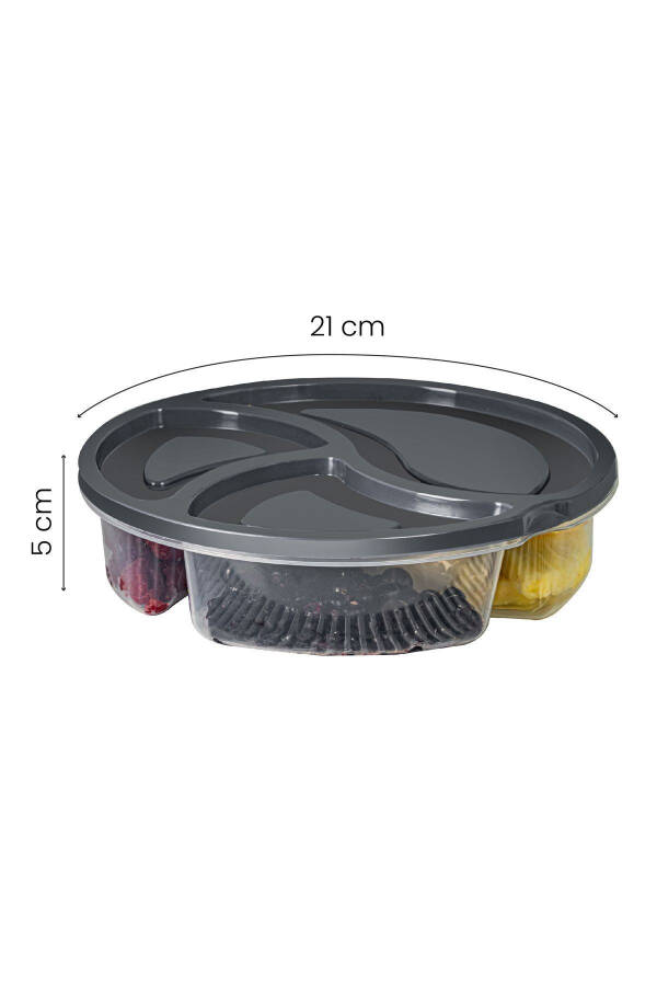 4 Piece 3 Compartment Round Storage Container 1.2 Litre Anthracite - 4