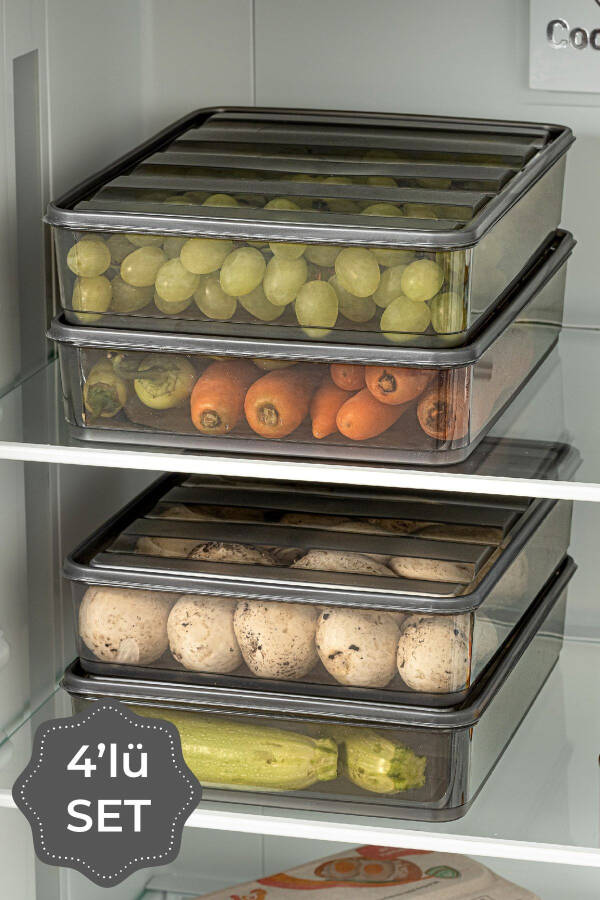 4-Piece Bella Refrigerator Organizer Storage Container Large - 7