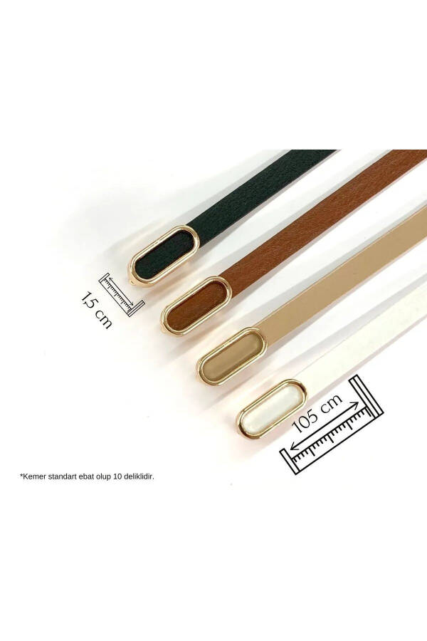 4-Piece Imported Oval Gold Buckle Thin Belt, Trousers Belt, Shirt Belt, Jacket Belt - 18