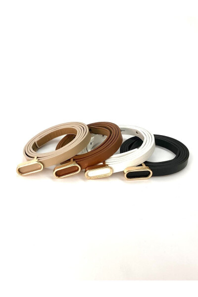 4-Piece Imported Oval Gold Buckle Thin Belt, Trousers Belt, Shirt Belt, Jacket Belt - 20