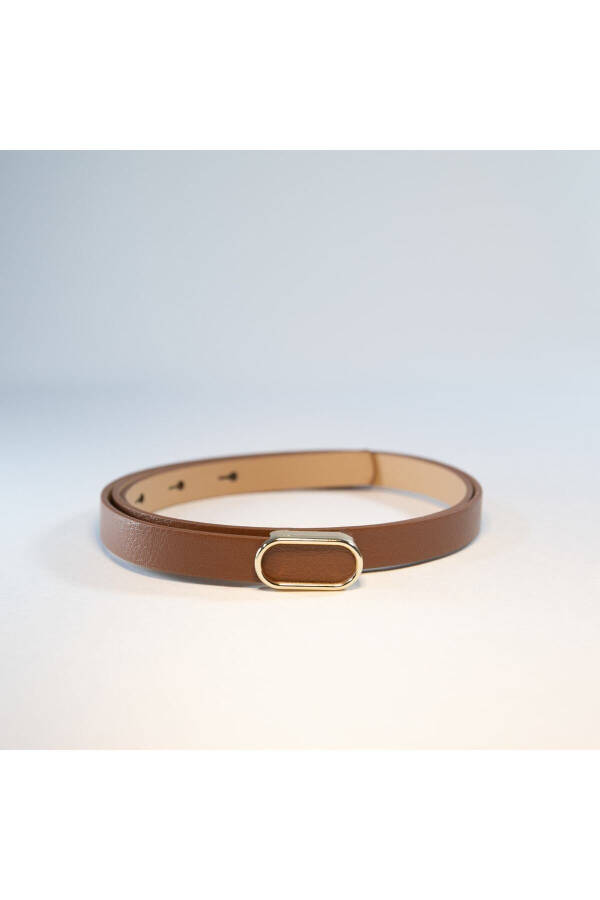 4-Piece Imported Oval Gold Buckle Thin Belt, Trousers Belt, Shirt Belt, Jacket Belt - 23