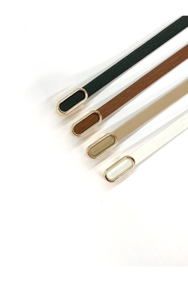 4-Piece Imported Oval Gold Buckle Thin Belt, Trousers Belt, Shirt Belt, Jacket Belt - 11