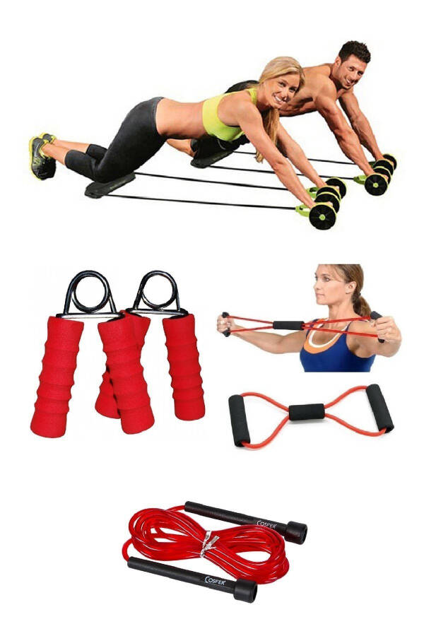 4-Piece Set Abdominal Muscle Waist Arm Leg Sports Equipment Exercise Resistance Sports Band Hand Spring Jump Rope - 4