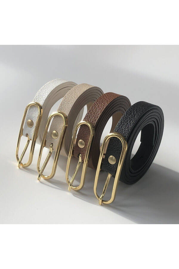 4-Piece Wide Buckle Thin Women's Belt, Jacket Belt, Dress Belt, Shirt Belt - 6