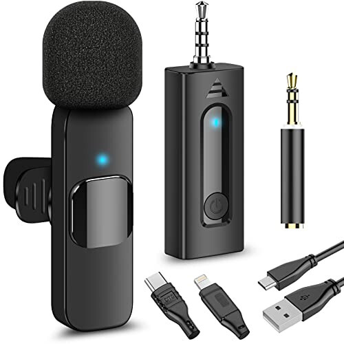 4 ta 1 da Professional Simsiz Lapel Mikrofoni - 2 Paket Mini Mikrofon iPhone Android Kamera Uchun, Shovqinni Pasaytirish Lapel Mikrofoni Ultra Kam Kechikish Video Yozuv, YouTube, Intervyu, TikTok va Vlog Uchun - 8