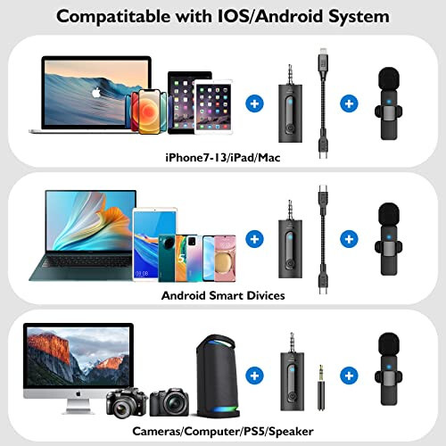 4 ta 1 da Professional Simsiz Lapel Mikrofoni - 2 Paket Mini Mikrofon iPhone Android Kamera Uchun, Shovqinni Pasaytirish Lapel Mikrofoni Ultra Kam Kechikish Video Yozuv, YouTube, Intervyu, TikTok va Vlog Uchun - 9