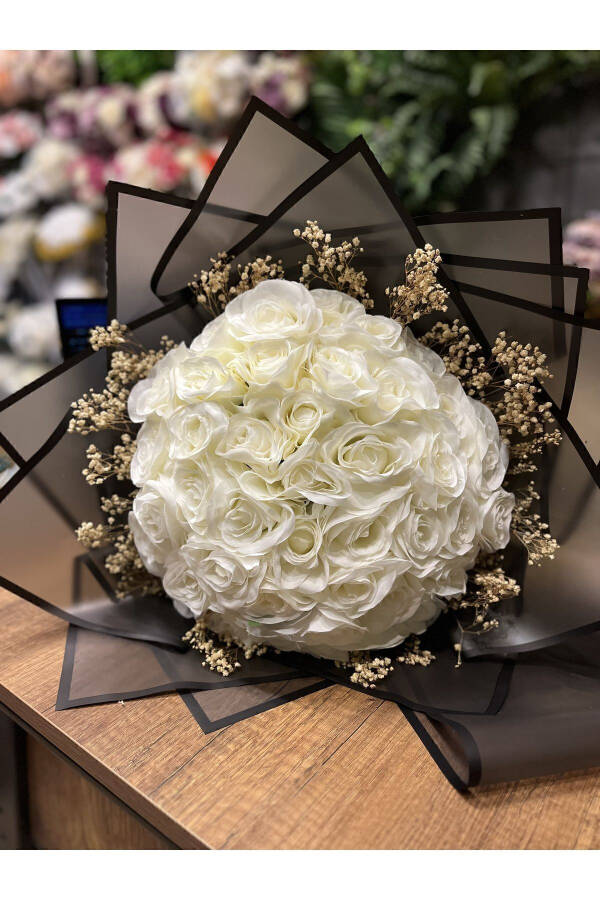 41 White Rose Proposal Flower - Artificial Flower Proposal Bouquet - White Rose - 25