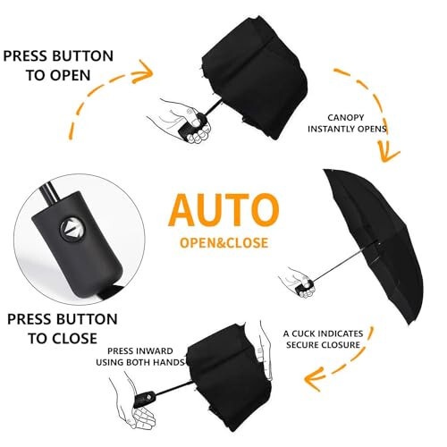 42-дюймовый портативный дорожный зонт - ветрозащитный зонт от дождя, прочный и компактный - идеально подходит для автомобиля, гольфа, туризма и для использования в дороге - 7