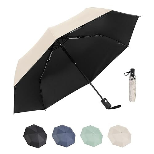 42 Inch Portable Travel Umbrella - Windproof Umbrella for Rain, Strong and Compact - Ideal for Car, Golf, Backpacking, and On-the-Go Use - 1