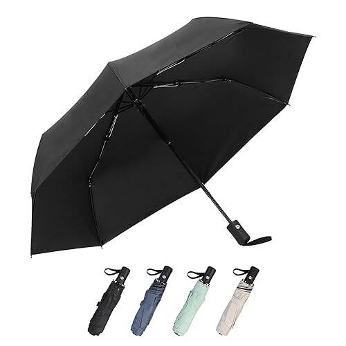 42 Inch Portable Travel Umbrella - Windproof Umbrella for Rain, Strong and Compact - Ideal for Car, Golf, Backpacking, and On-the-Go Use - 2