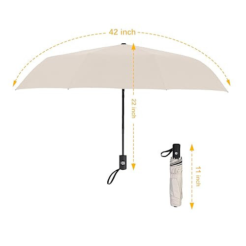 42 Inch Portable Travel Umbrella - Windproof Umbrella for Rain, Strong and Compact - Ideal for Car, Golf, Backpacking, and On-the-Go Use - 5