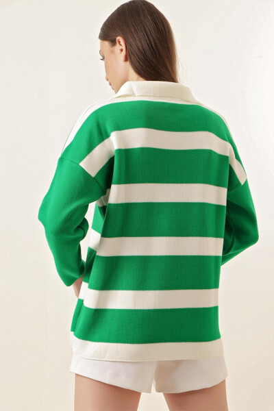 4512 Striped Oversized Sweater - Green - 6