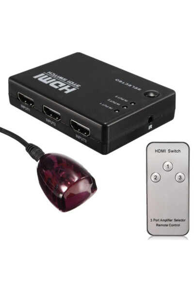 4678 3 Port HDMI Switch Çoklayıcı Çoğaltıcı Kumandalı - 1