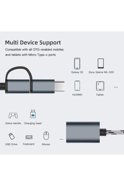 4901 USB 3.0 OTG dan Type C Micro USB ga ma'lumotlarni uzatish va zaryadlash uchun konvertor adapter - 3